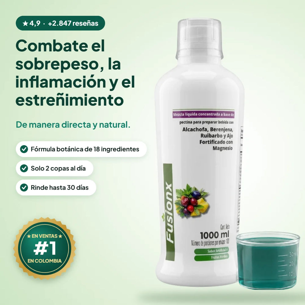 FusionX combate el sobrepeso, la inflamación y el estreñimiento de manera directa y natural